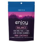 Live Rosin Microdose THC+CBD 1:1 Gummies 10 mg Balance - 100 mg total (50 mg THC + 50 mg CBD) Indica-Infused Pink Lemonade | Black Tie CBD